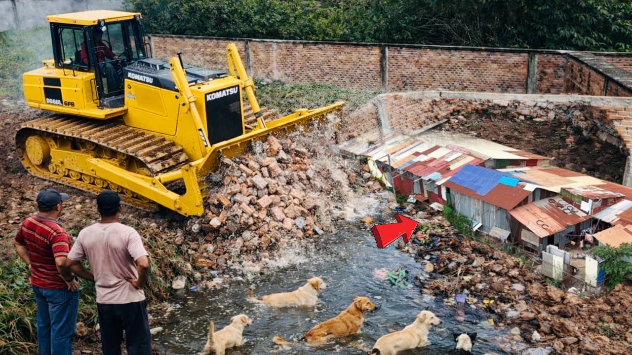 Great new project!! Strong clearing, pushing soil, dumping garbage bins under houses by Dozer & Dump