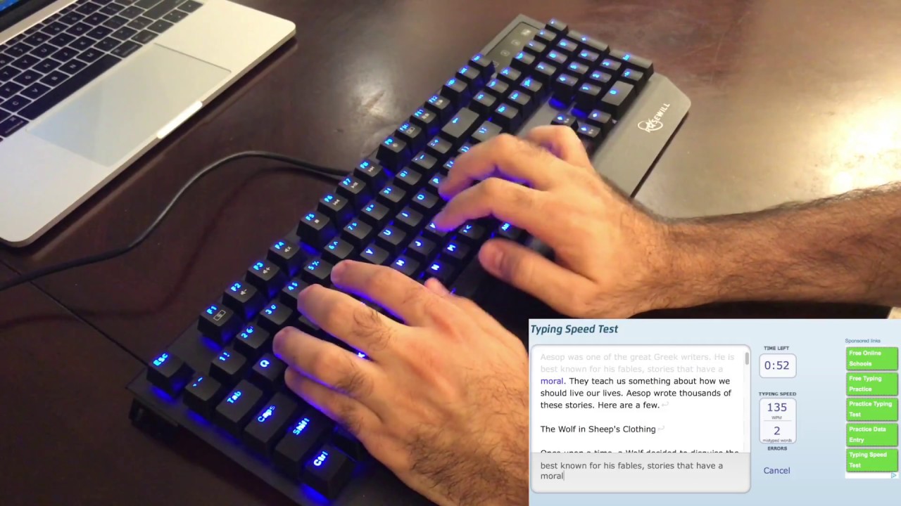 Cherry MX Blue Switch Sound: Rosewill RK-9300 Mechanical Keyboard Typing Test