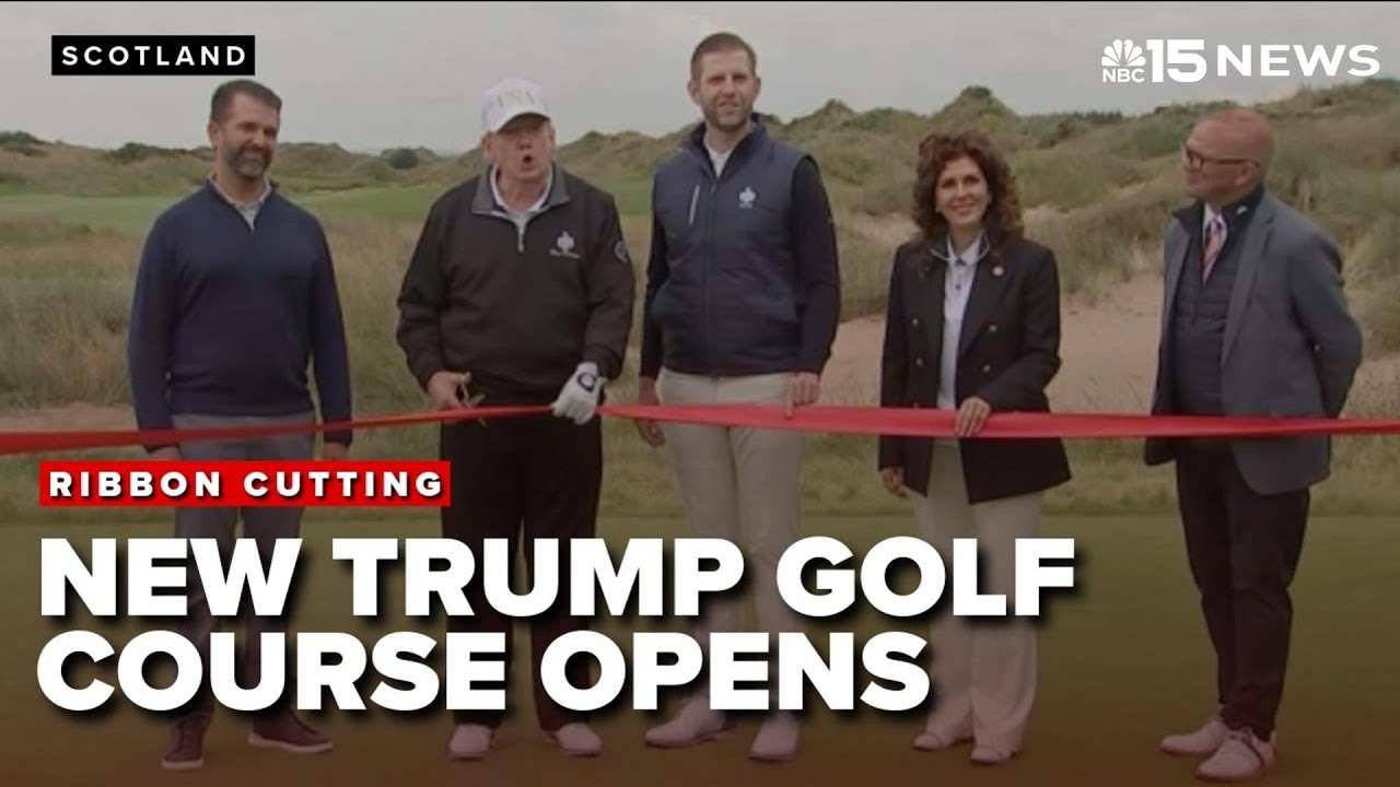 Trump opens new Scotland golf course alongside family