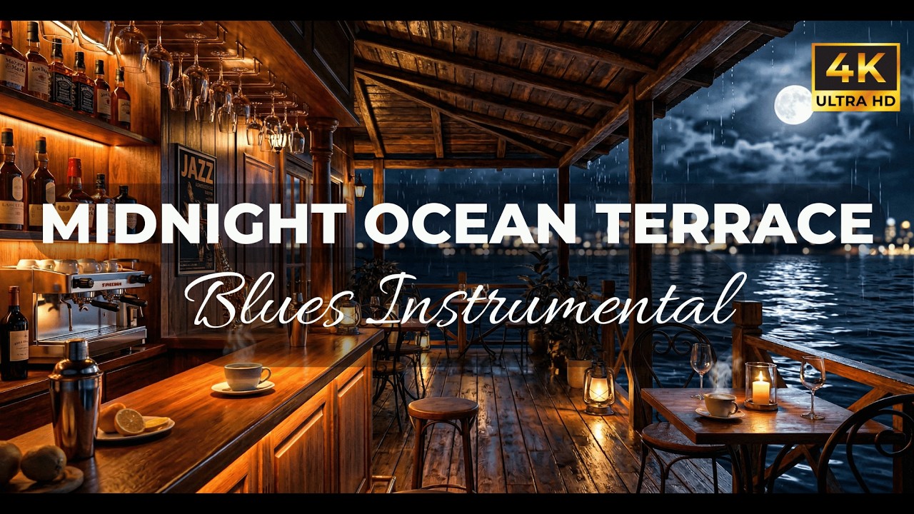 🌙🎸 Midnight Ocean Terrace Blues – Relaxing Blues Instrumental for Late Night & Calm Moments