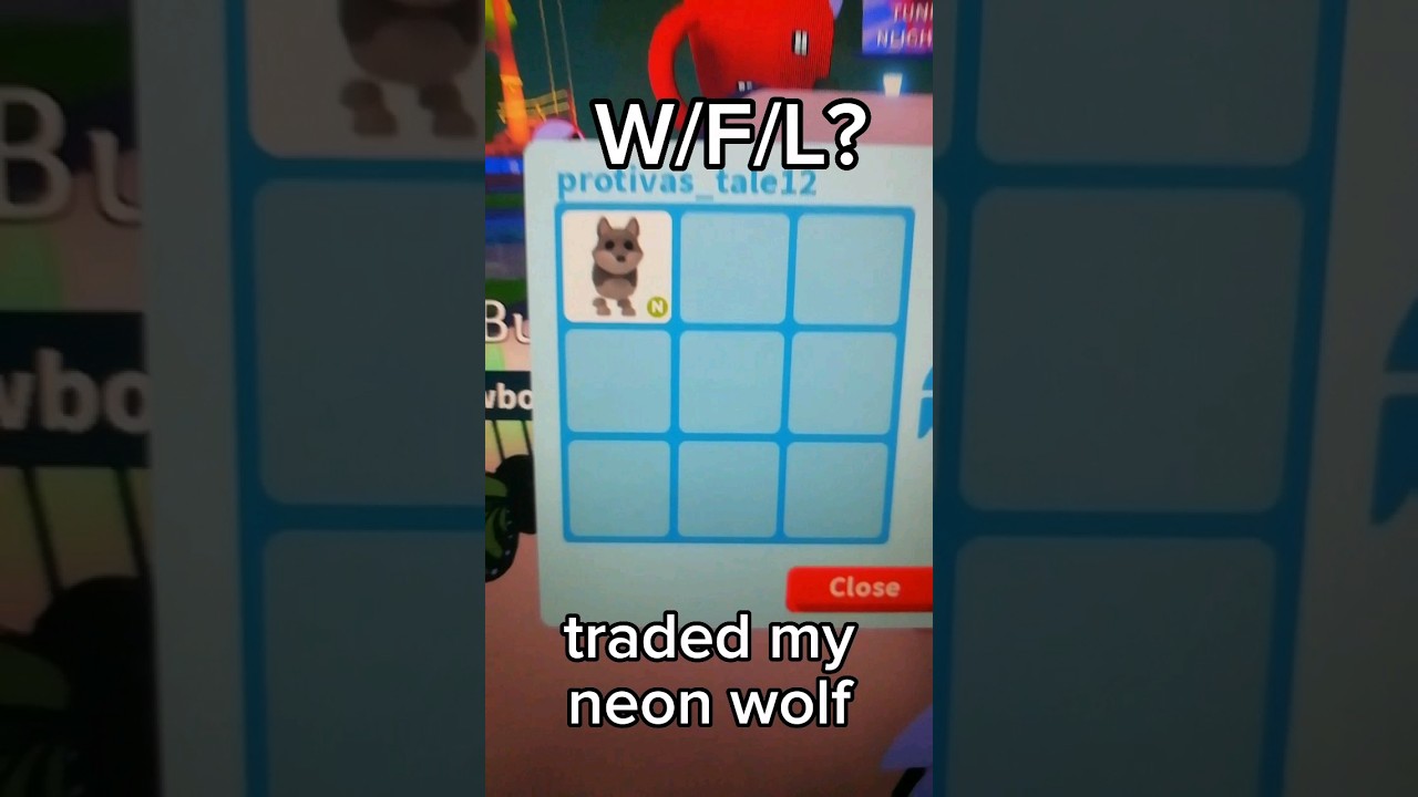 OMG did I just traded my neon wolf || w/f/l? trading // #shorts #adoptme #trading #neon #roblox #win