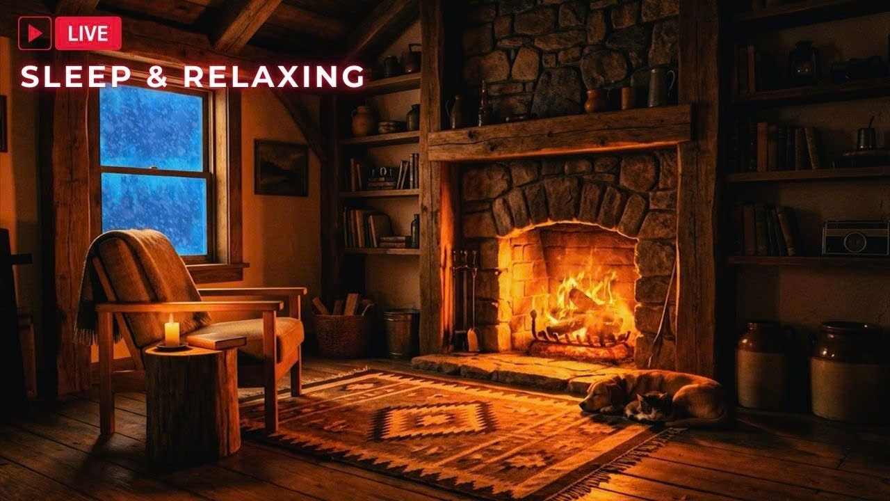 Relaxing Winter Cabin Escape | Soothing Fireplaces, Crisp Snowfall & Cozy Ambience for Restful Sleep