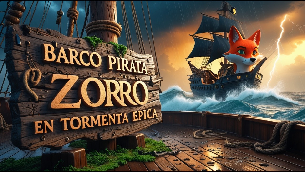 🦊 Barco Pirata Zorro en Tormenta Épica 🌊⛈️ | Aventura Mágica con Animalitos Valientes 🦊