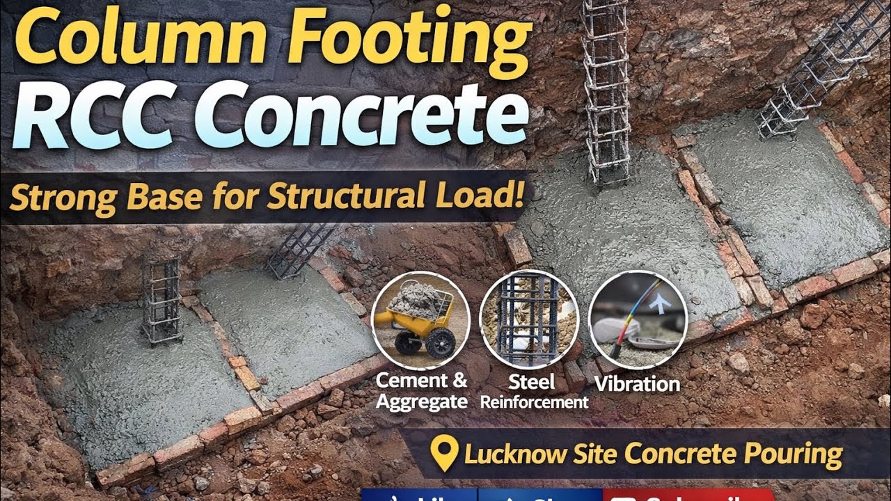 Step by Step – House Construction in Lucknow | Column Footing RCC Concrete Filling 🏗️🧱