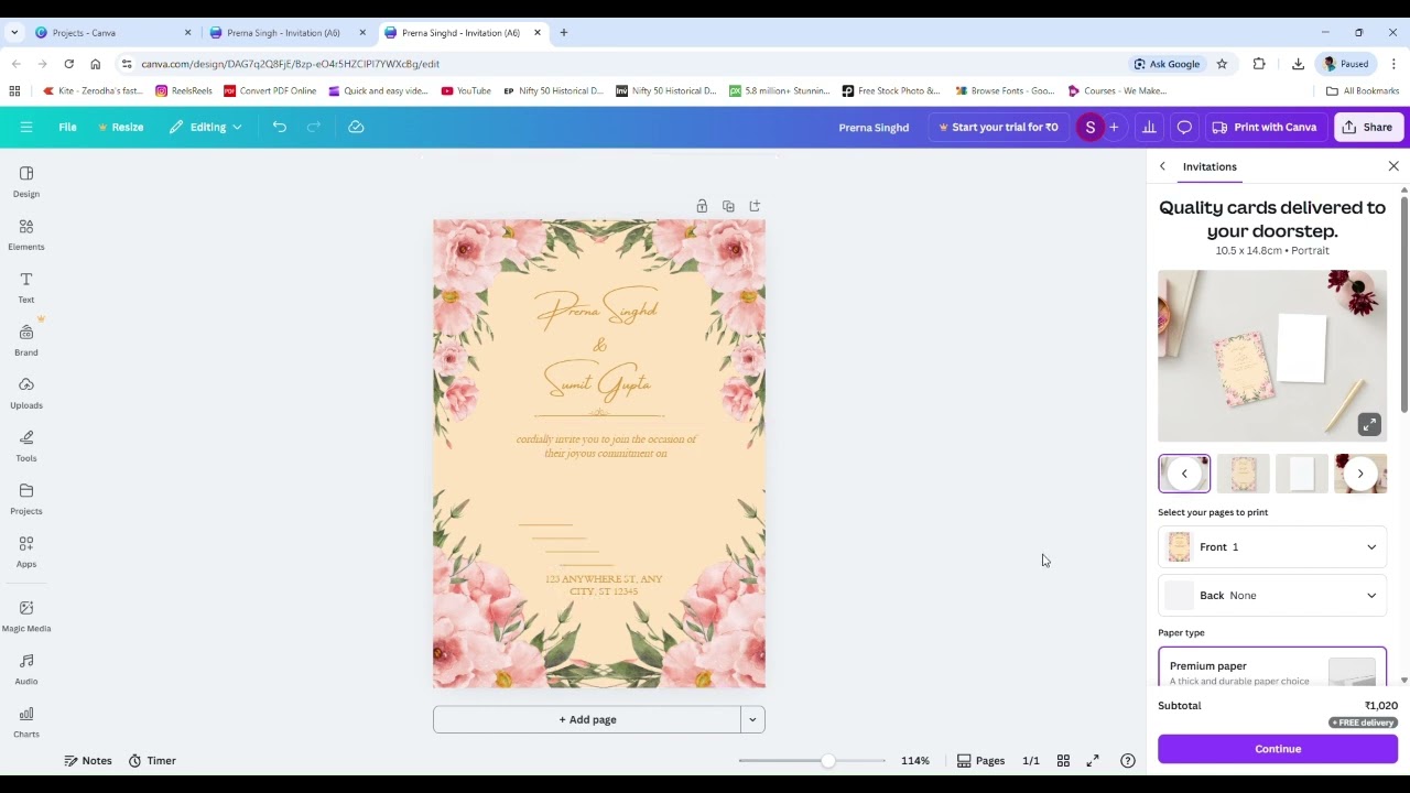 wedding card design in canva #part2