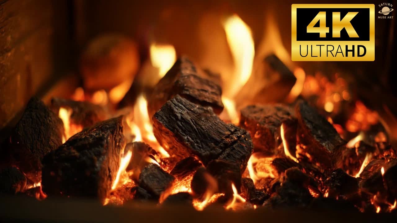 Charcoal Fireplace | Deep Ember Fire Ambience for Relaxation & Cozy Background 4K
