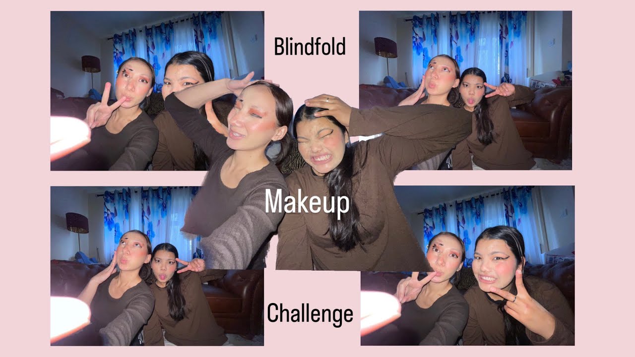 First time tried blindfold Make-up 😂