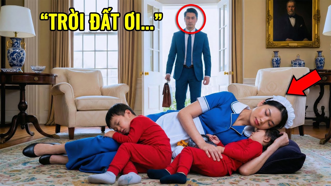 Tỷ phú định đuổi cô giúp việc vì ngủ dưới sàn — nhưng chết lặng khi hai đứa con làm điều không ngờ!
