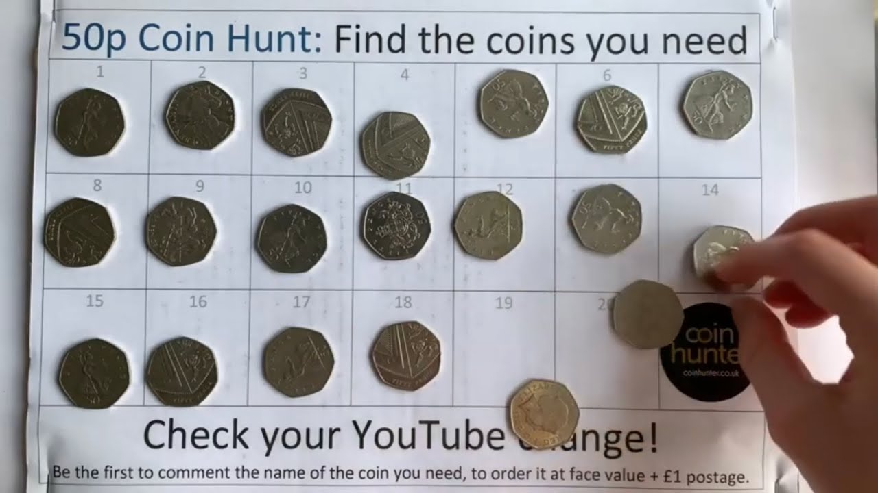 Find the 50p coins you need - Check your YouTube change in this 50p Coin Hunt