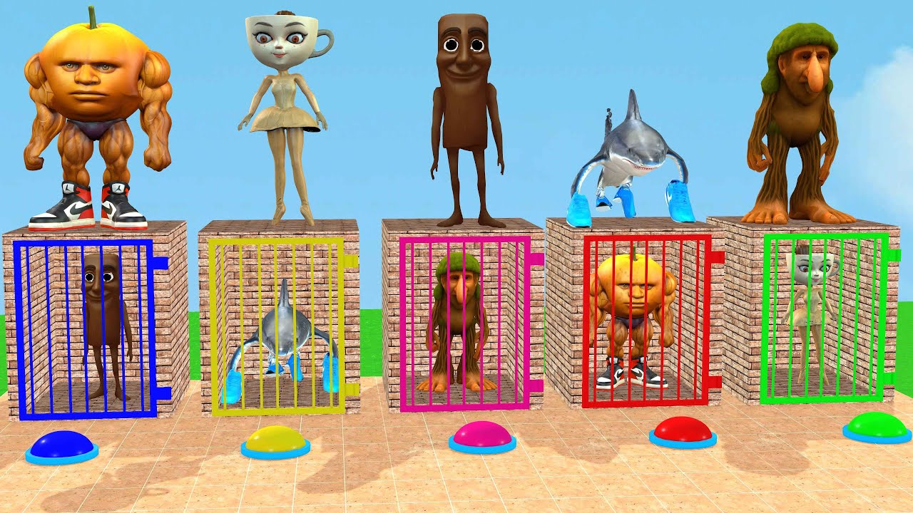 Длинная горка с коровой, слоном, гориллой, бегемотом, тигром, 3D-игра с животными, забавные 3D-жи...