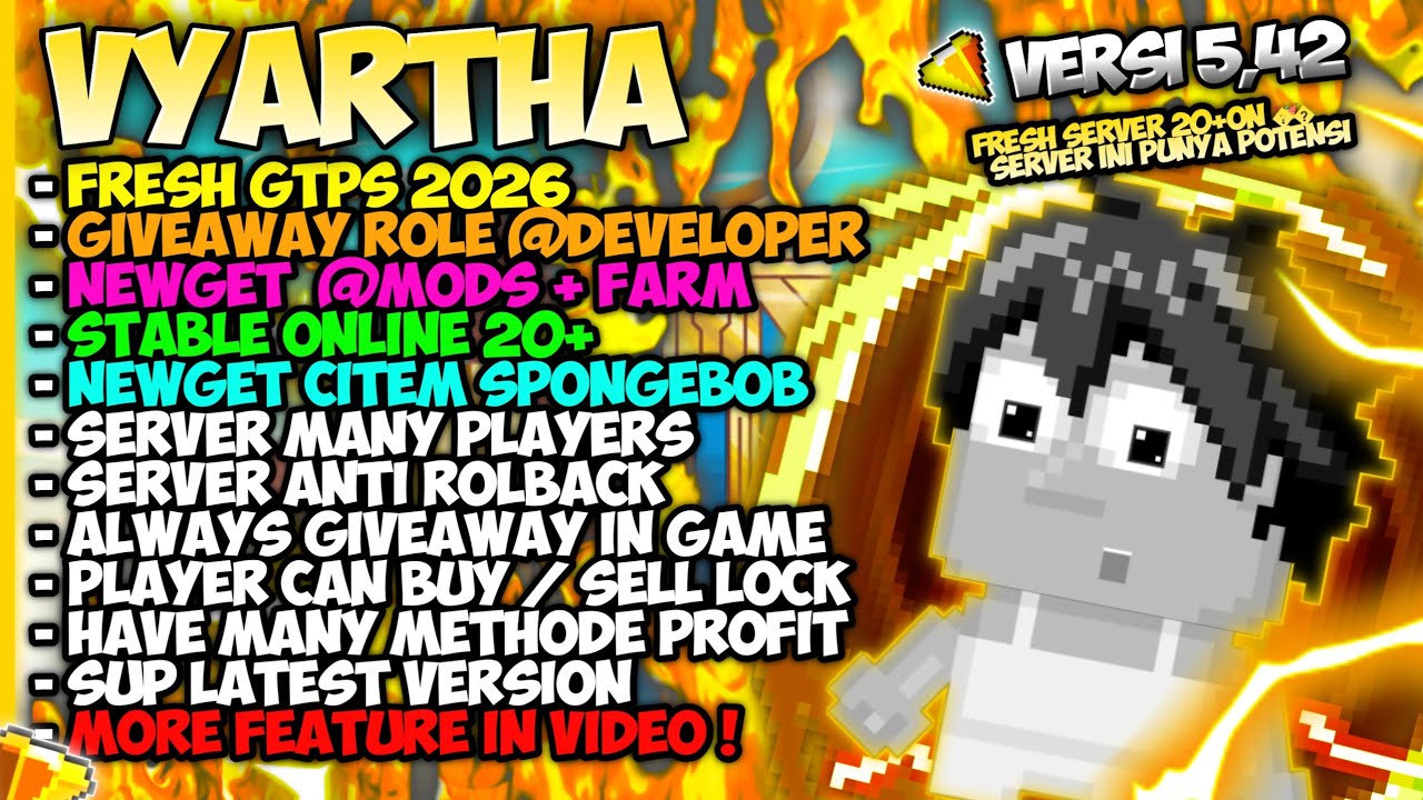 GTPS Terbaru 2026 ❗ VYARTHA❗ 😲 Giveaway Role @Developer - Growtopia private server