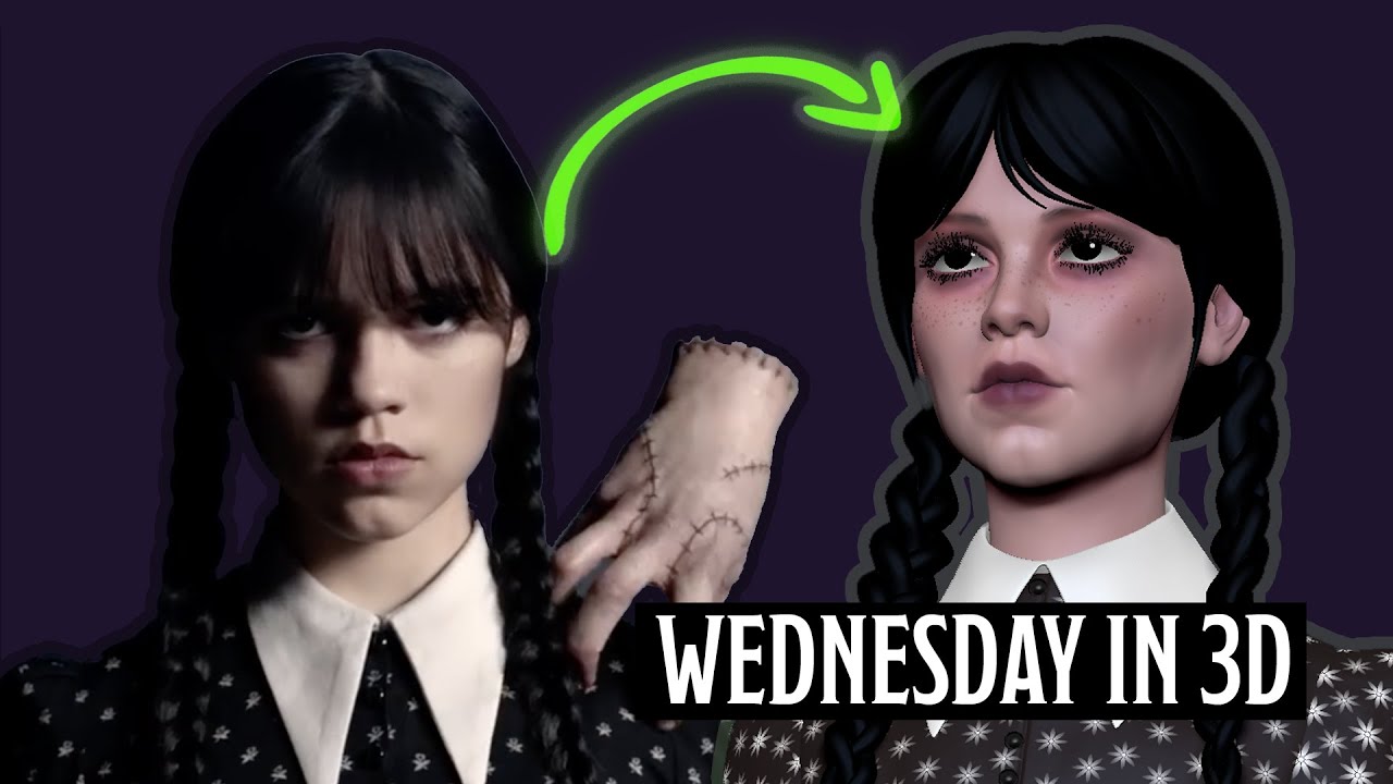 Wednesday Addams 3D portrait 5h time-lapse
