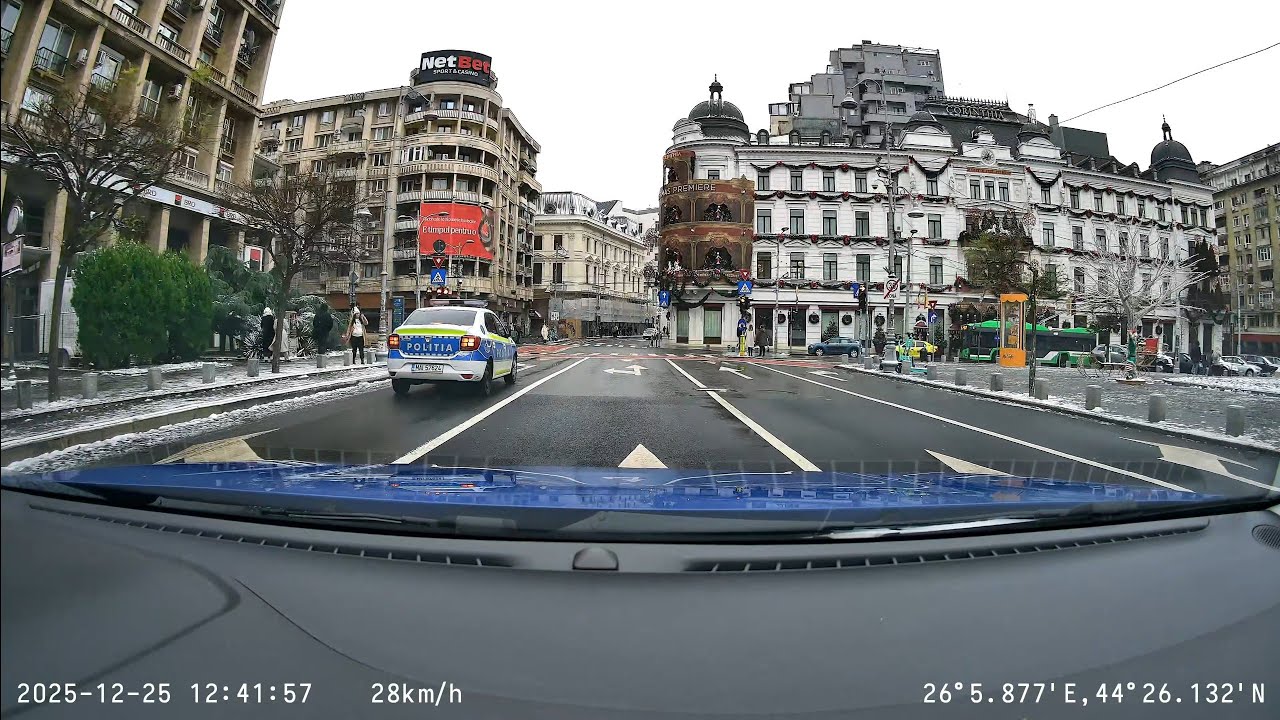 Christmas Day Drive in Bucharest 🇷🇴❄️ | Unirii – Victoriei – Arcul de Triumf|Dashcam 4K
