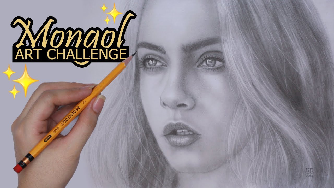 Drawing a Portrait using 1 Mongol Art Challenge | Cara Delevingne | Tagalog Philippines