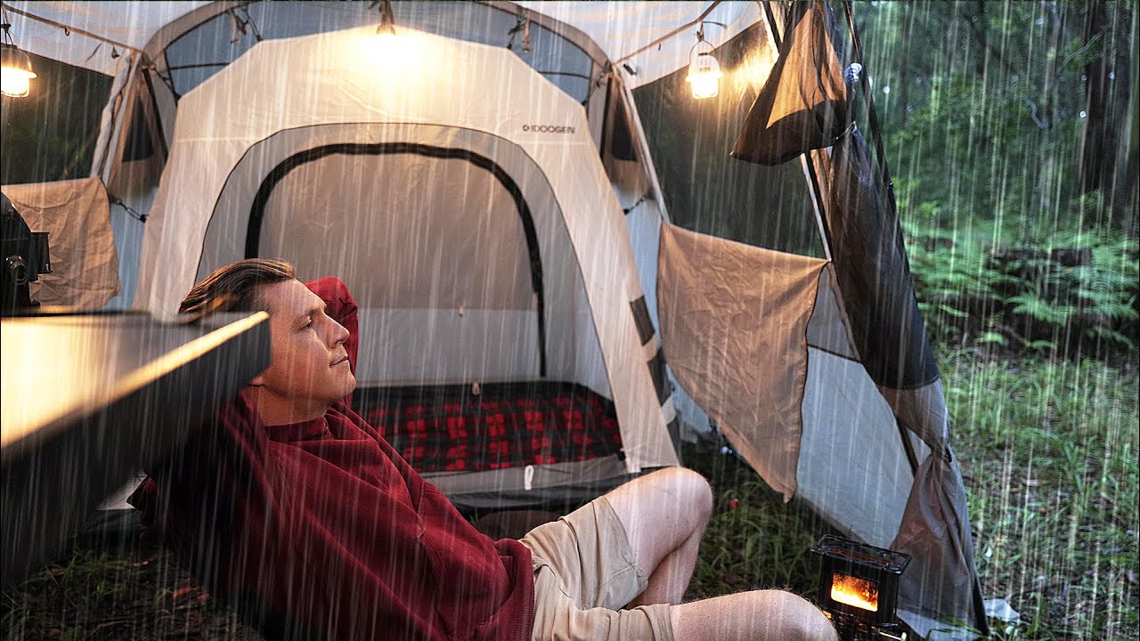 SOLO Camping in the RAIN [ Far Away from Trouble | Cozy RELAX, Focus STUDY, SLEEP |  ASMR ]
