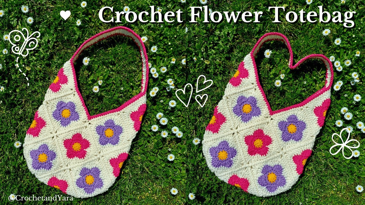Crochet Flower Granny Square Tote Bag ❤️ | Step by Step Tutorial | Crochet & Yara