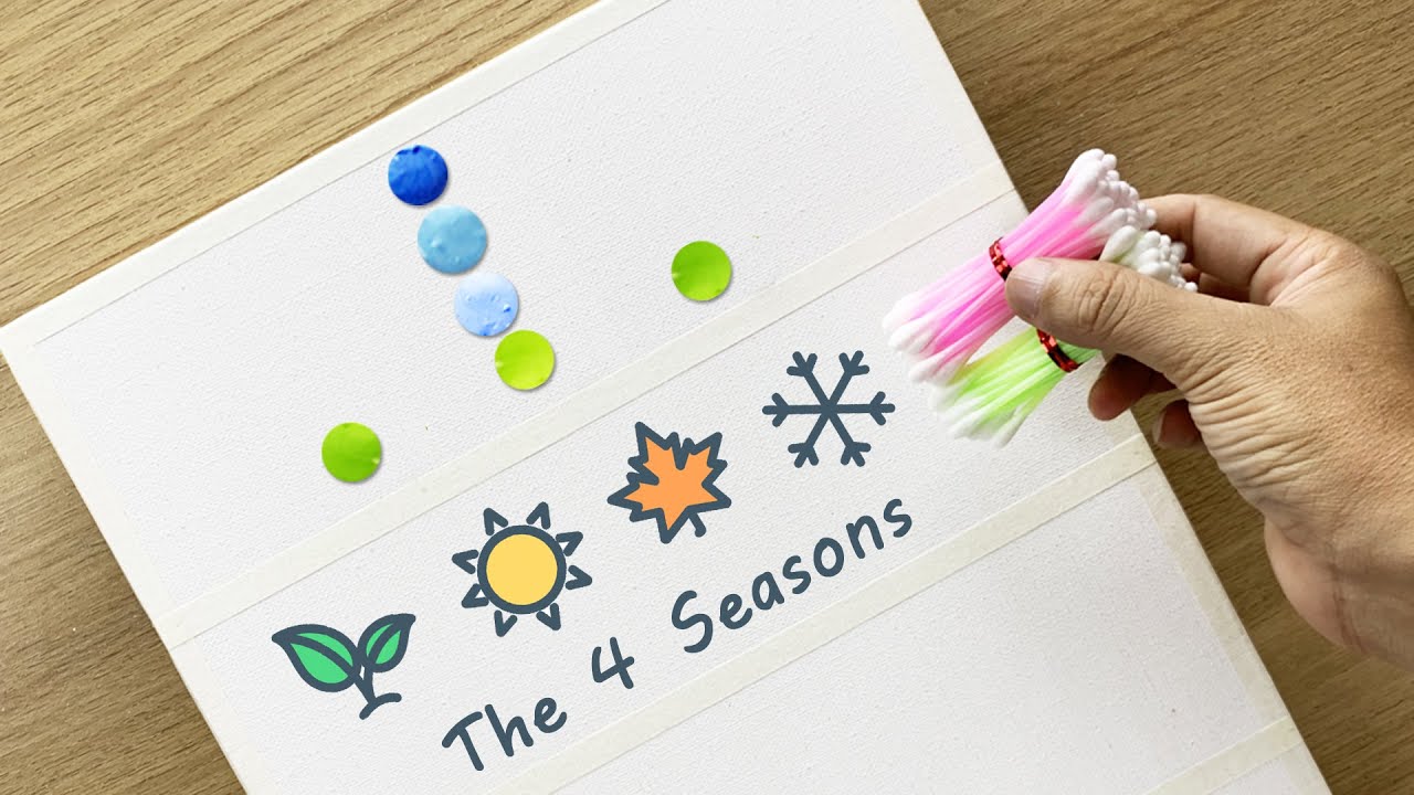 Daily challenge #338 / Set of 4 Seasons Acrylic Painting on Canvas