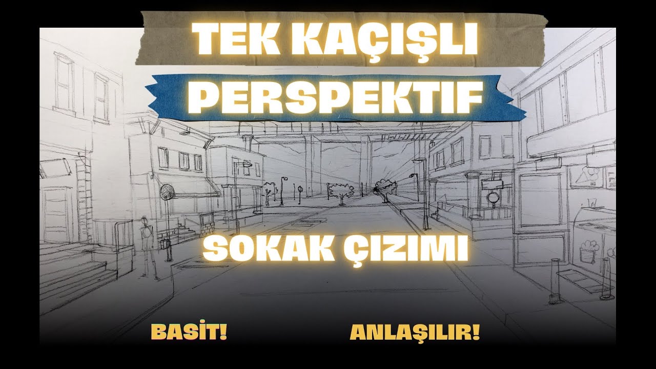 TEK Kaçışlı- Noktalı Perspektif Sokak Çizimi