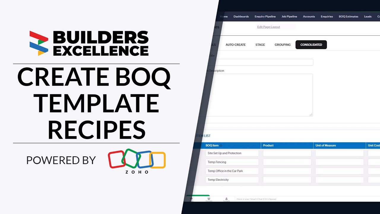 Creating BOQ Template Recipes