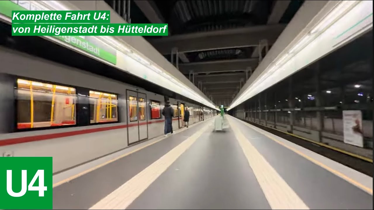 Komplette Fahrt U4: von Heiligenstadt bis Hütteldorf
