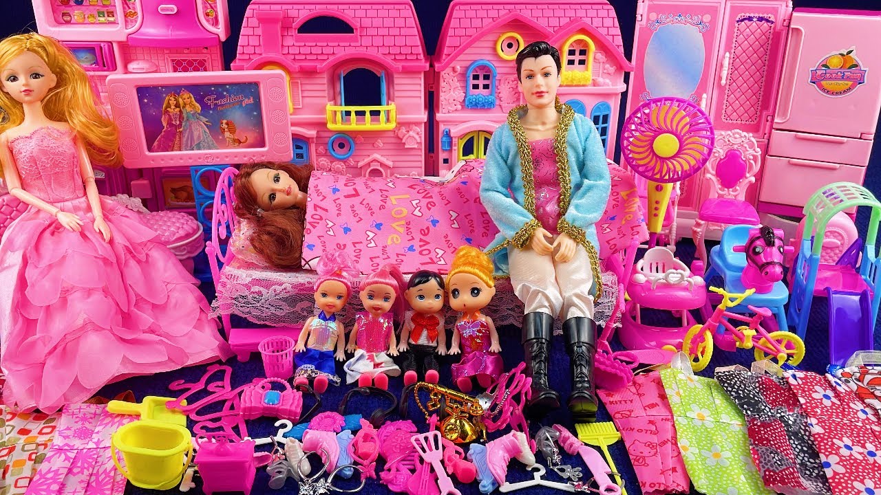 10 Minutes Satisfying with Unboxing Pink Barbie Bedroom Play Set Review Toys | ASMR 