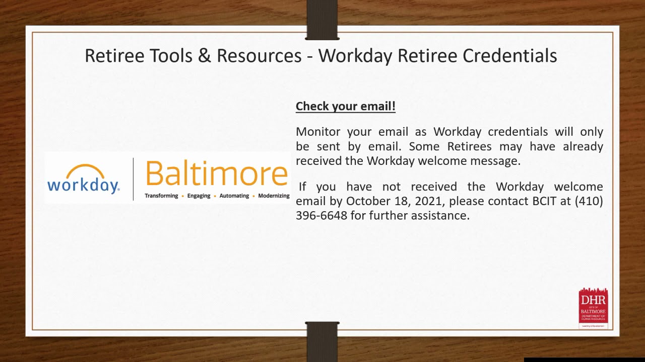 Workday Access & Open Enrollment Retiree Training