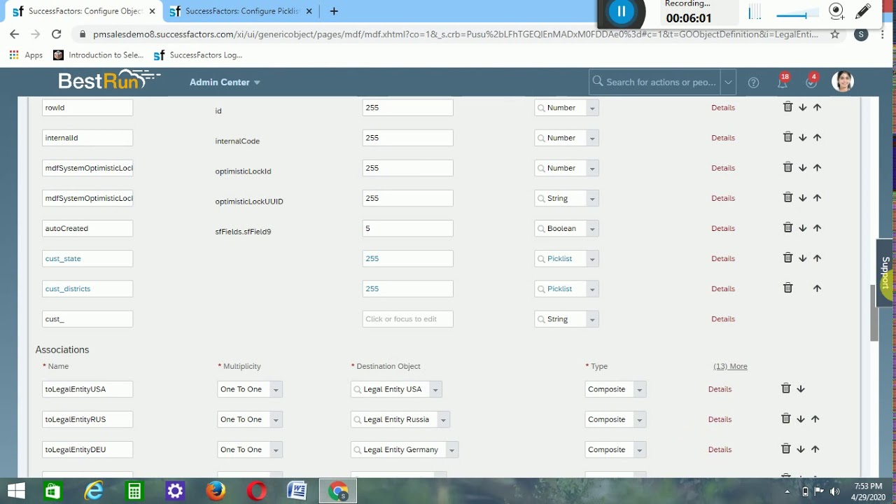 configuring the picklist to an MDF object in Success Factor