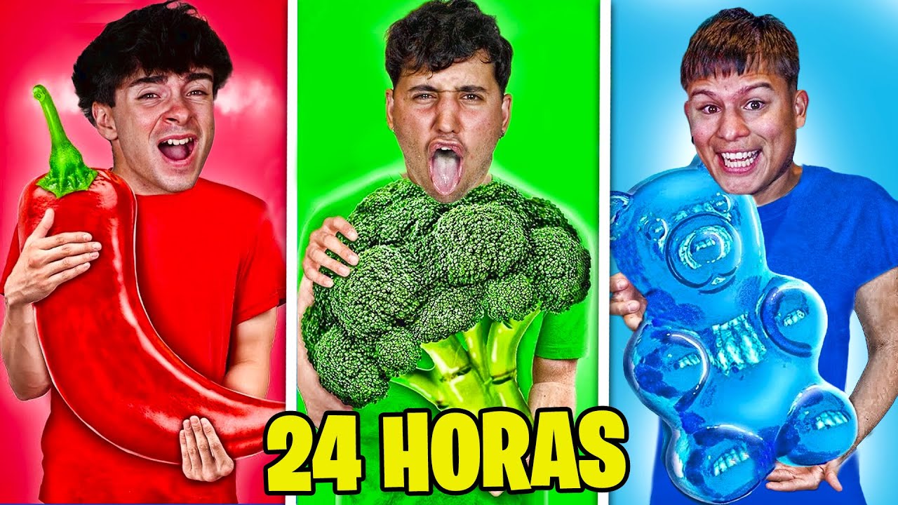 24 HORAS COMIENDO COMIDA DE UN SOLO COLOR!