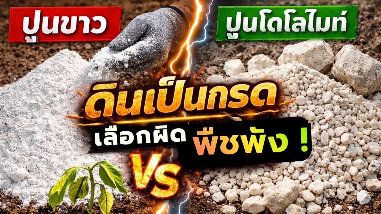 ดินเป็นกรด ใช้ปูนขาวหรือโดโลไมท์? เลือกผิดพืชไม่โต