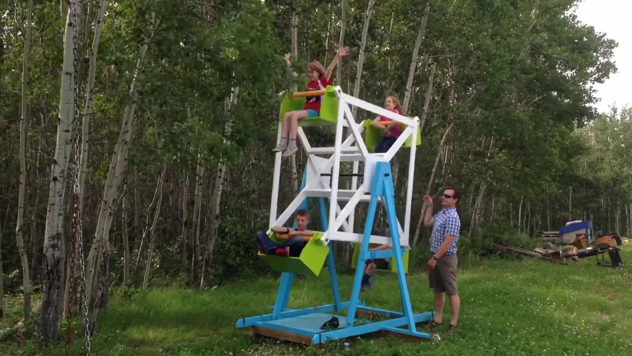 Backyard Ferris wheel for kids. Hand powered.