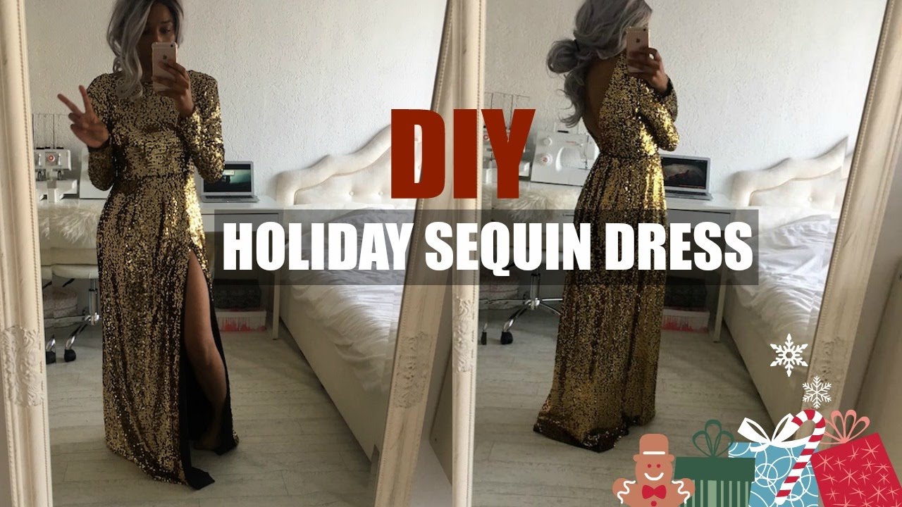 DIY | HOW TO MAKE A SEQUIN HOLIDAY DRESS WITH OPEN BACK (pattern available)