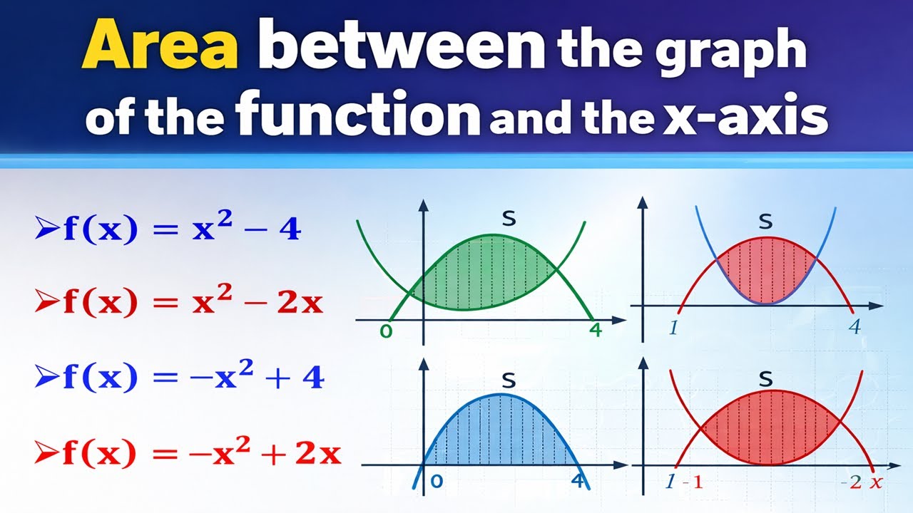 Area Between the Graph of a Function and the X-Axis | Step-by-Step Examples