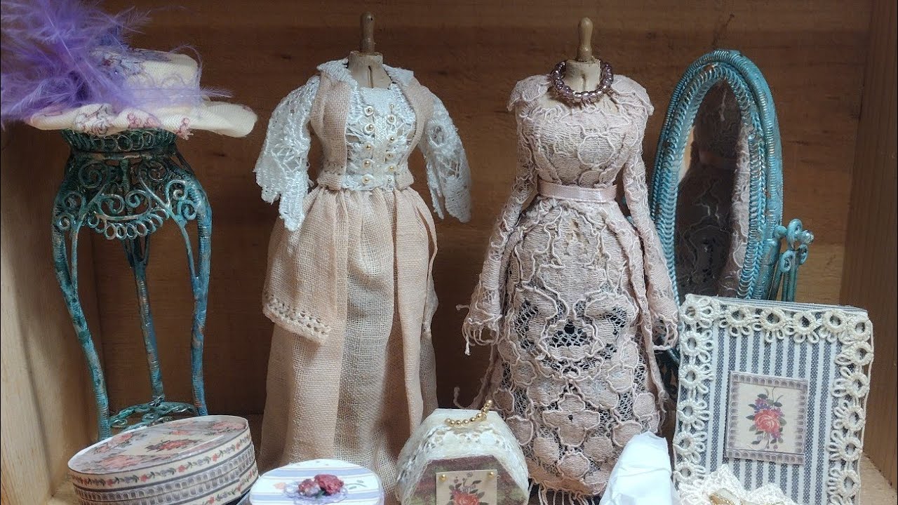 MINI DRESSES for DRESS SHOP DOLLHOUSE PART 2- LITTLE GRETCHEN'S WORKSHOP
