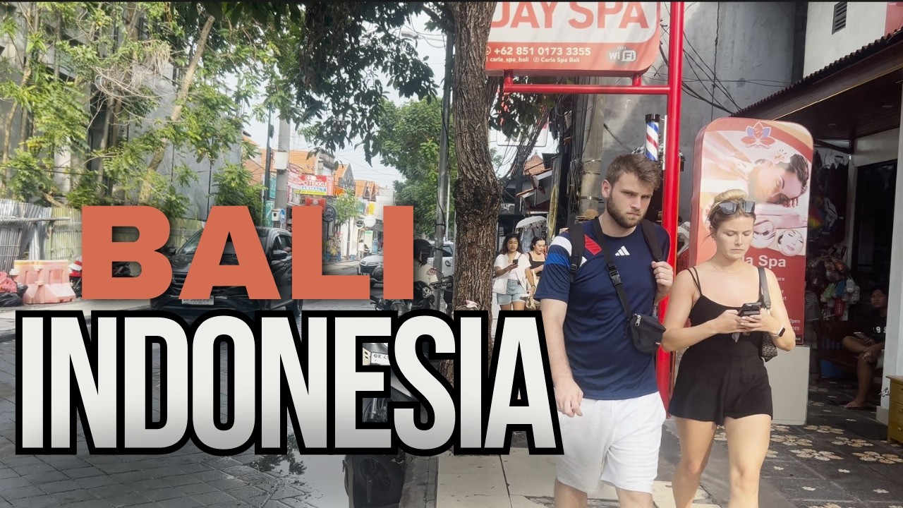 4K Bali Walking Tour: Famous Kuta Street of Bali Indonesia