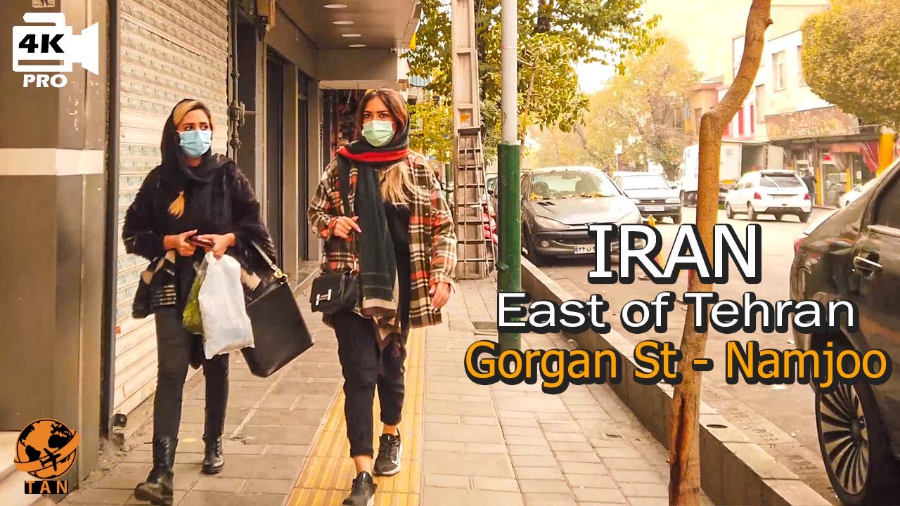 Tehran walking Tour on Gorgan Street - Namjoo Street East of Tehran City Iran walk 4k
