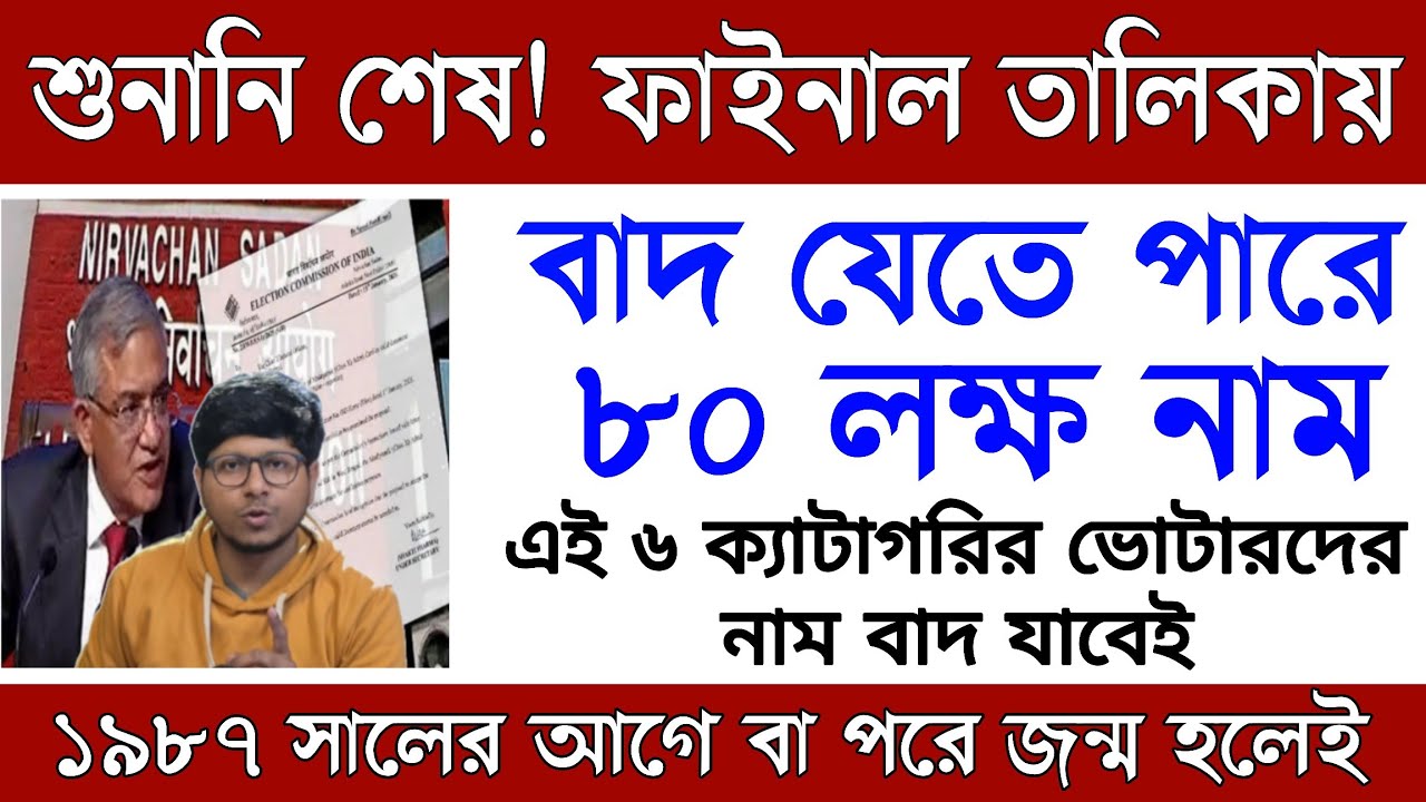 SIR শুনানি শেষ! ফাইনাল তালিকায় বাদ যেতে চলেছে প্রায় ৮০ লক্ষ ভোটার। Voter Card Verification