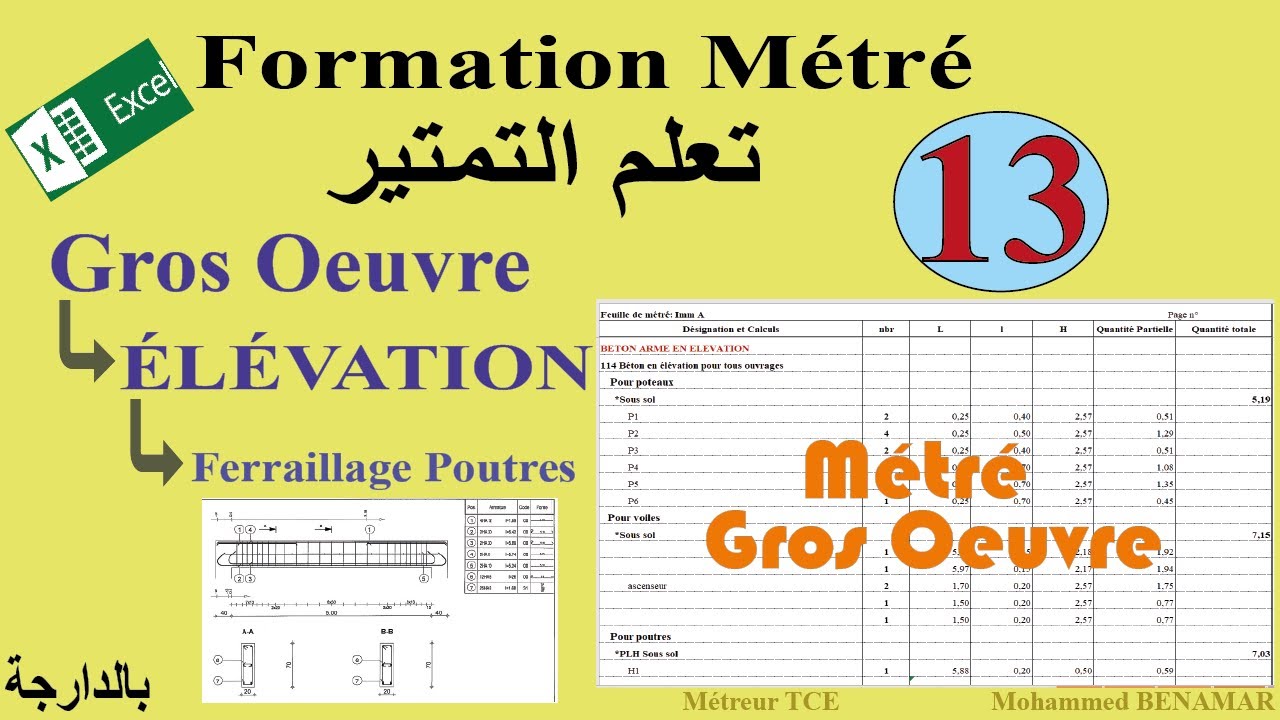 13 - Métré Gros Œuvre -Elévation-( Ferraillage Poutres 1)