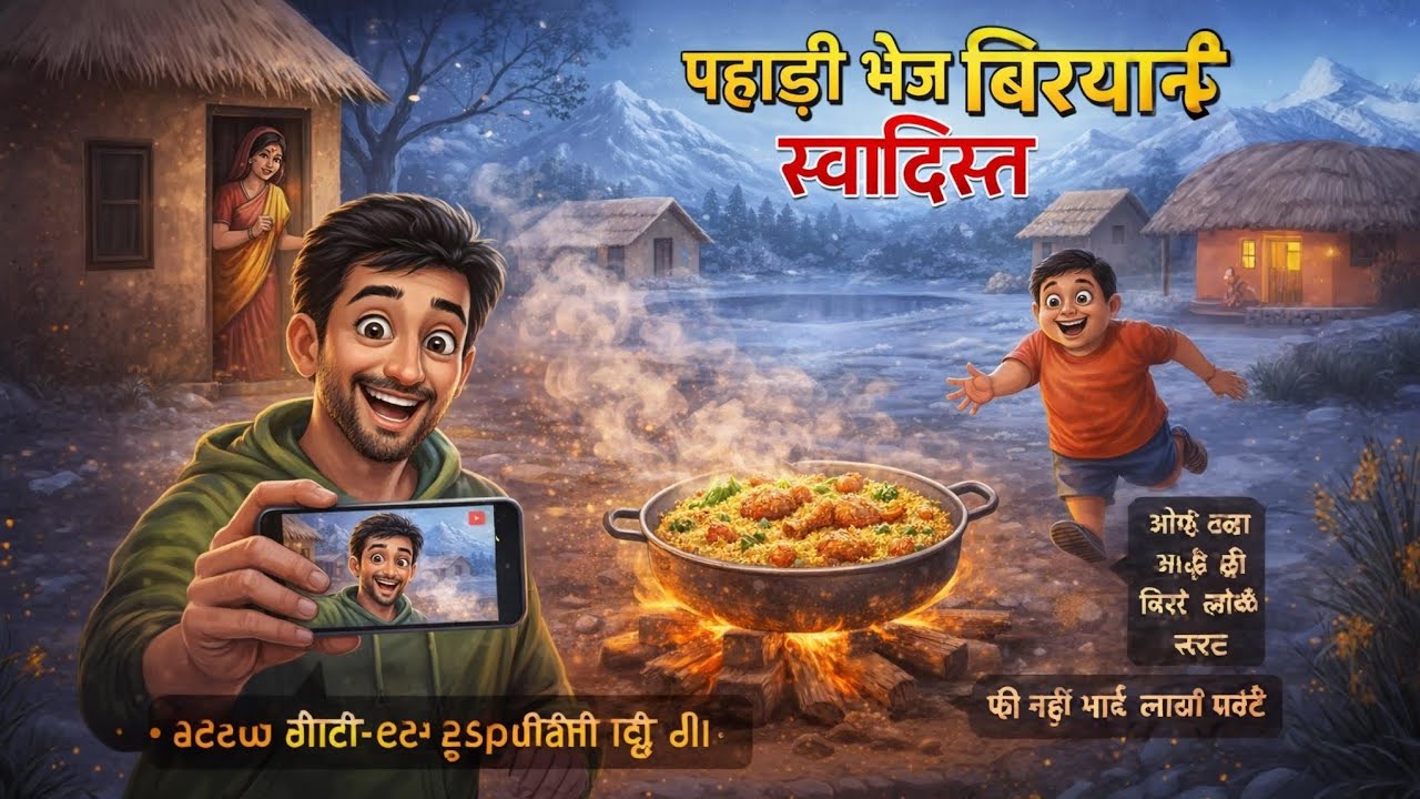 “चूल्हे पर बनी चट्टी-पट्टी चिकन बिरयानी 😍”“माँ की डांट + पहाड़ी स्वाद 😂❤️”#video 