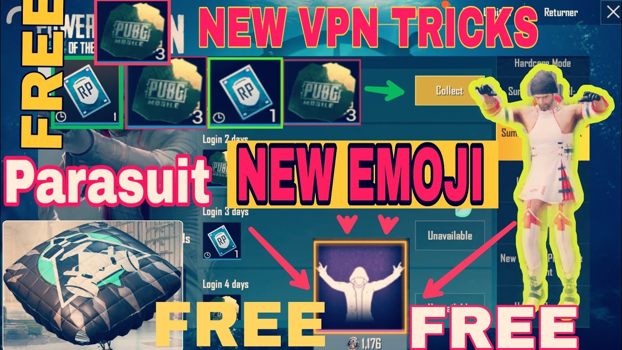 New VPN Tricks, New Emoji, Parasuit Sceen Free for Pubg Season 8