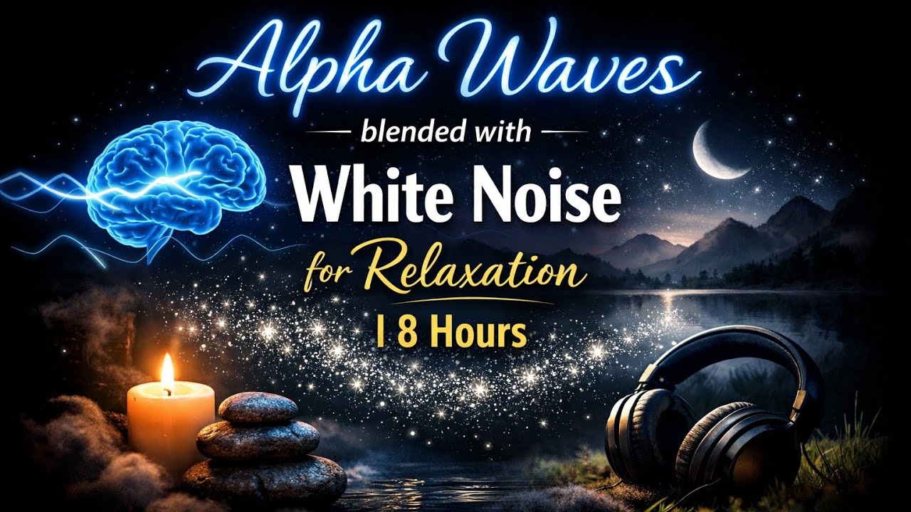Alpha Waves blended with White Noise for Relaxation | 8 Hours