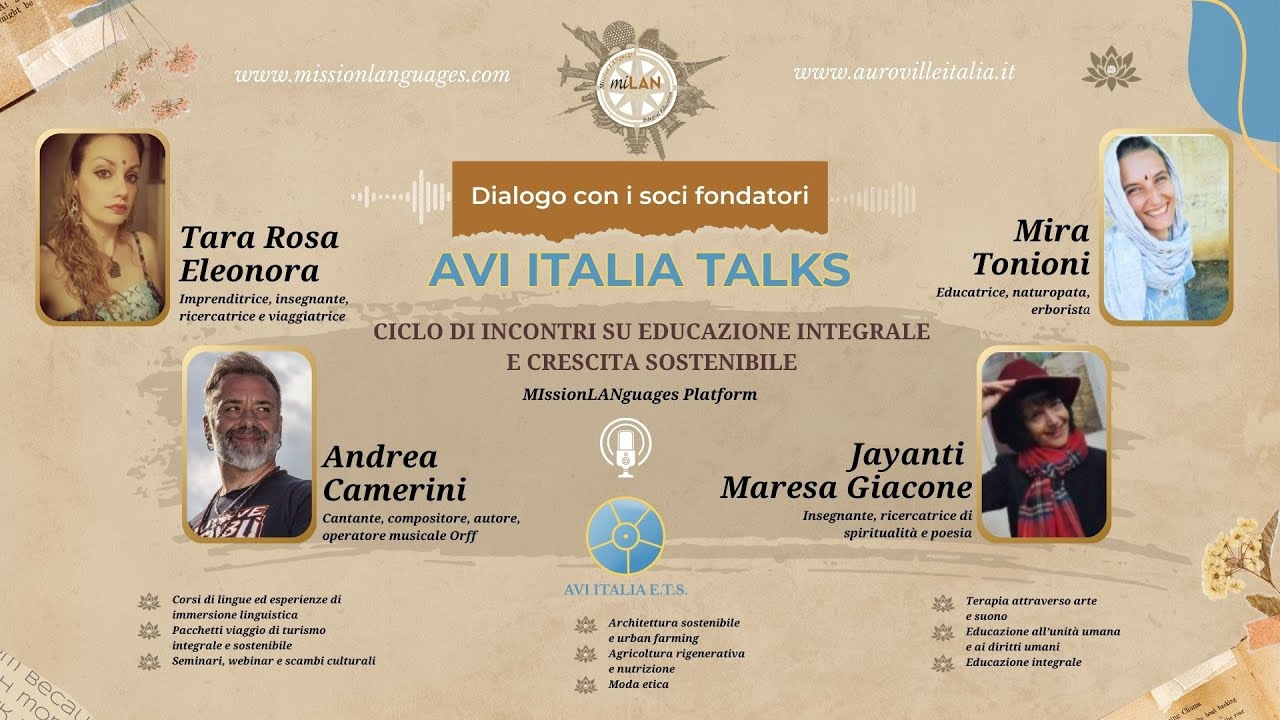 Avi Italia Talks- Ciclo di incontri sull' educazione integrale e sulla crescita sostenibile