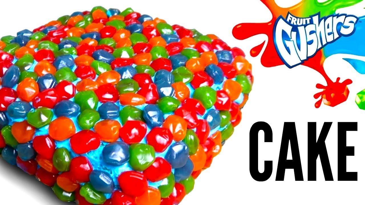 THE GUSHERS CAKE DIY! - How To Make Gushers Candy Filled Cake
