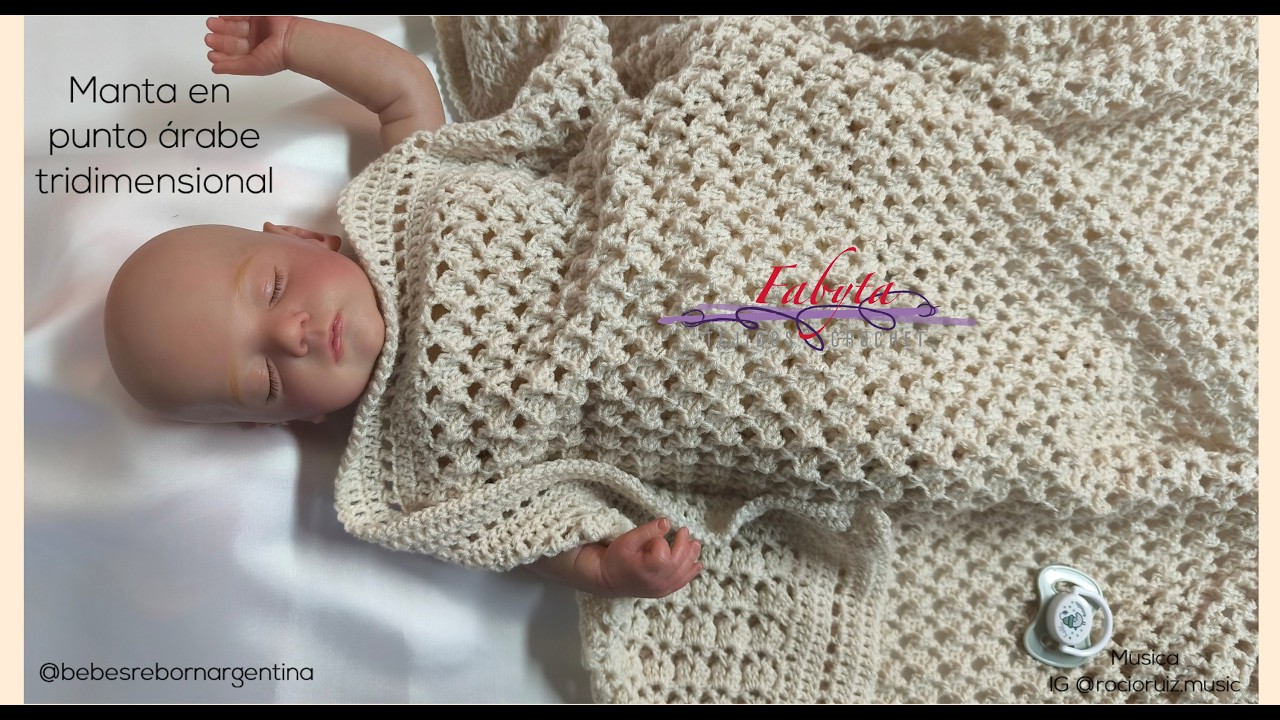 Manta para bebe en punto arabe tridimensional