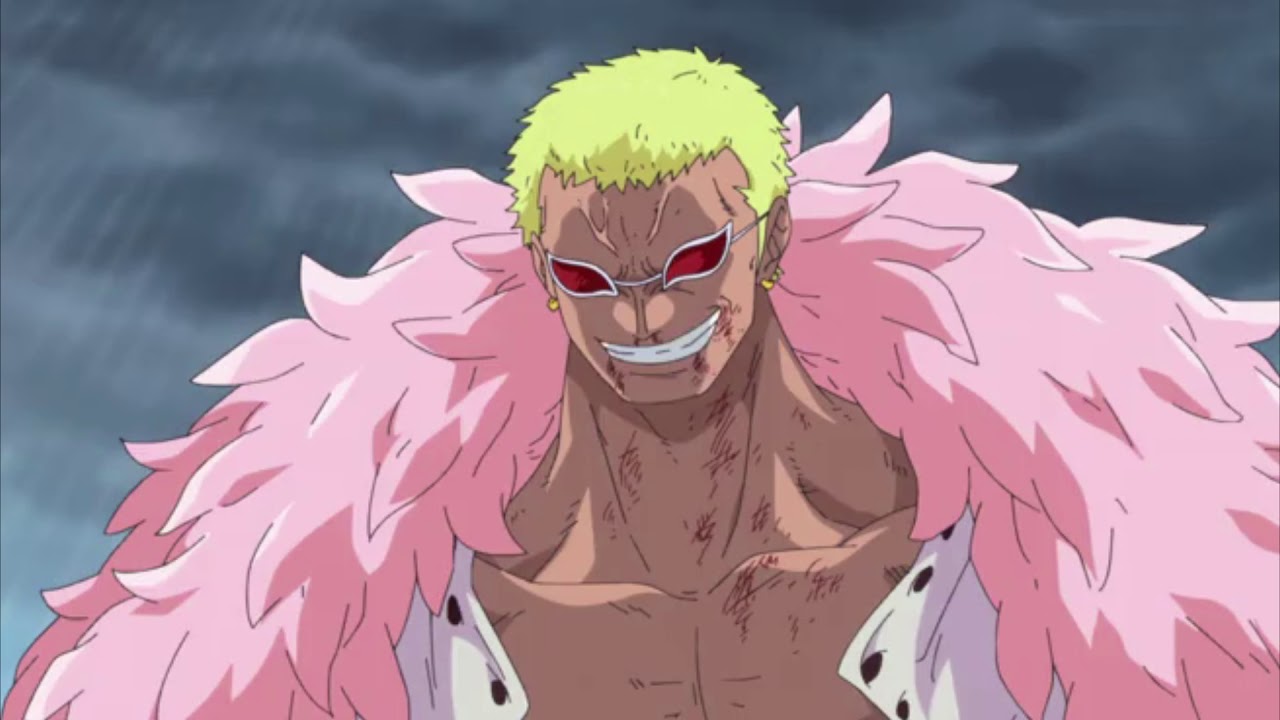Doflamingo uses his power to sew his organs back together.
