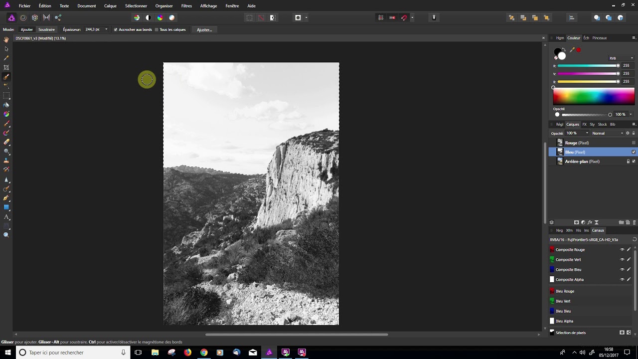 Affinity Photo - Noir et Blanc avec les canaux RVB