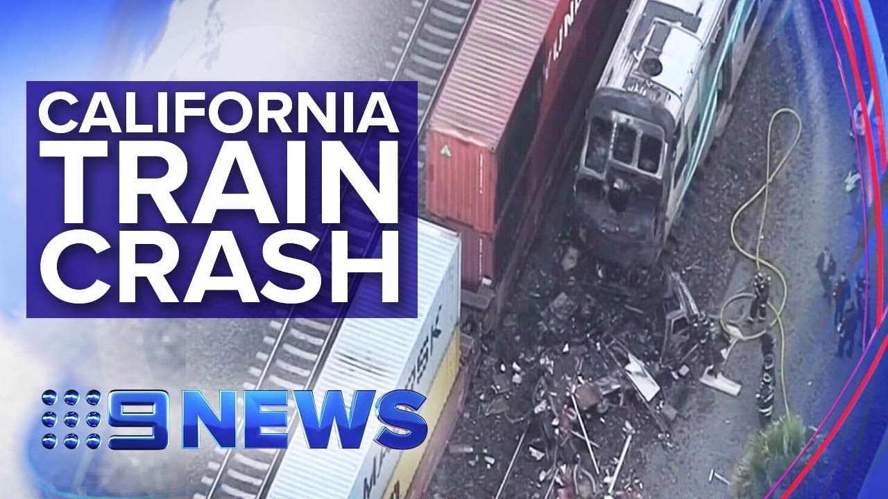Passenger train slams into motorhome in US | Nine News Australia