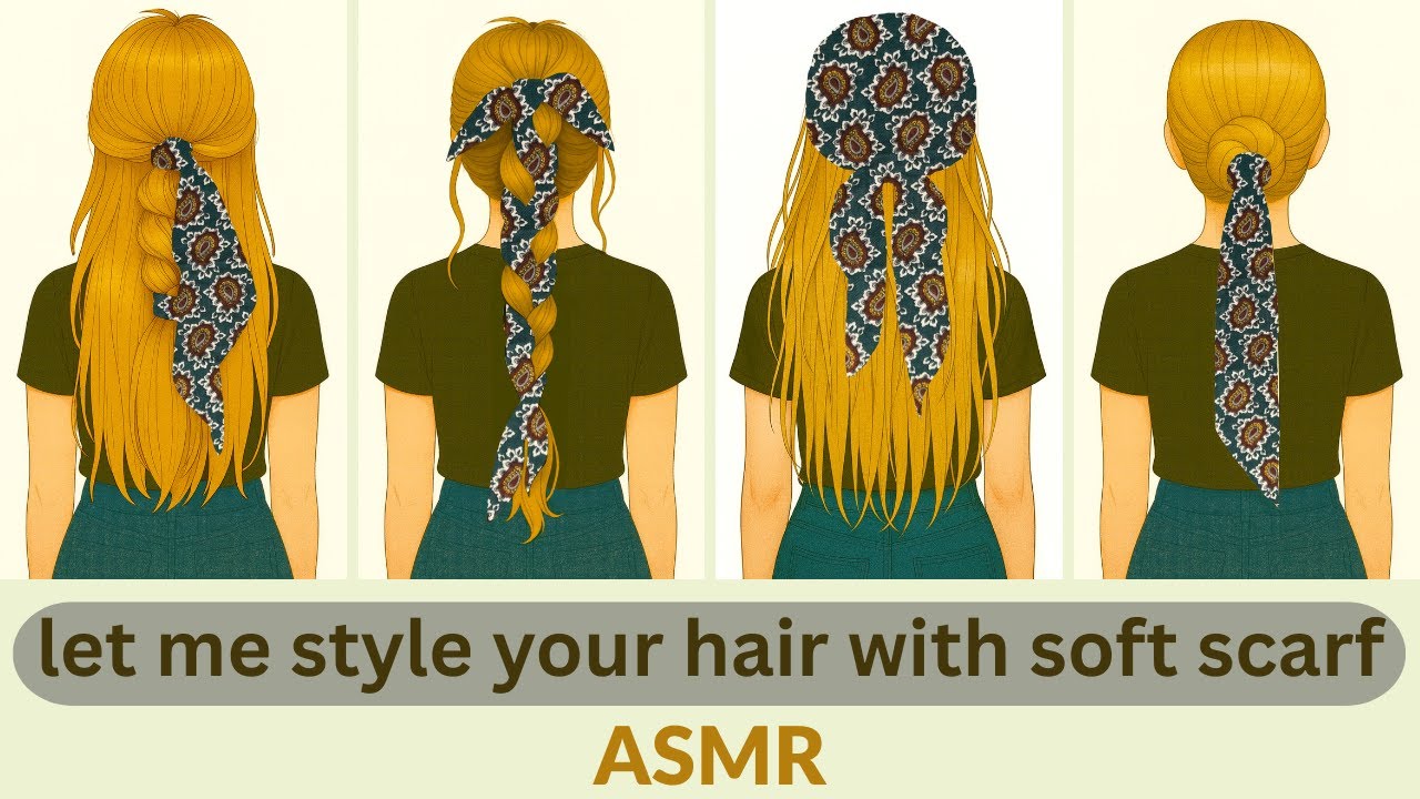 ASMR Scarf Hair Styling 💆‍♀️ | Braiding, Wrapping & Gentle Sounds for Sleep