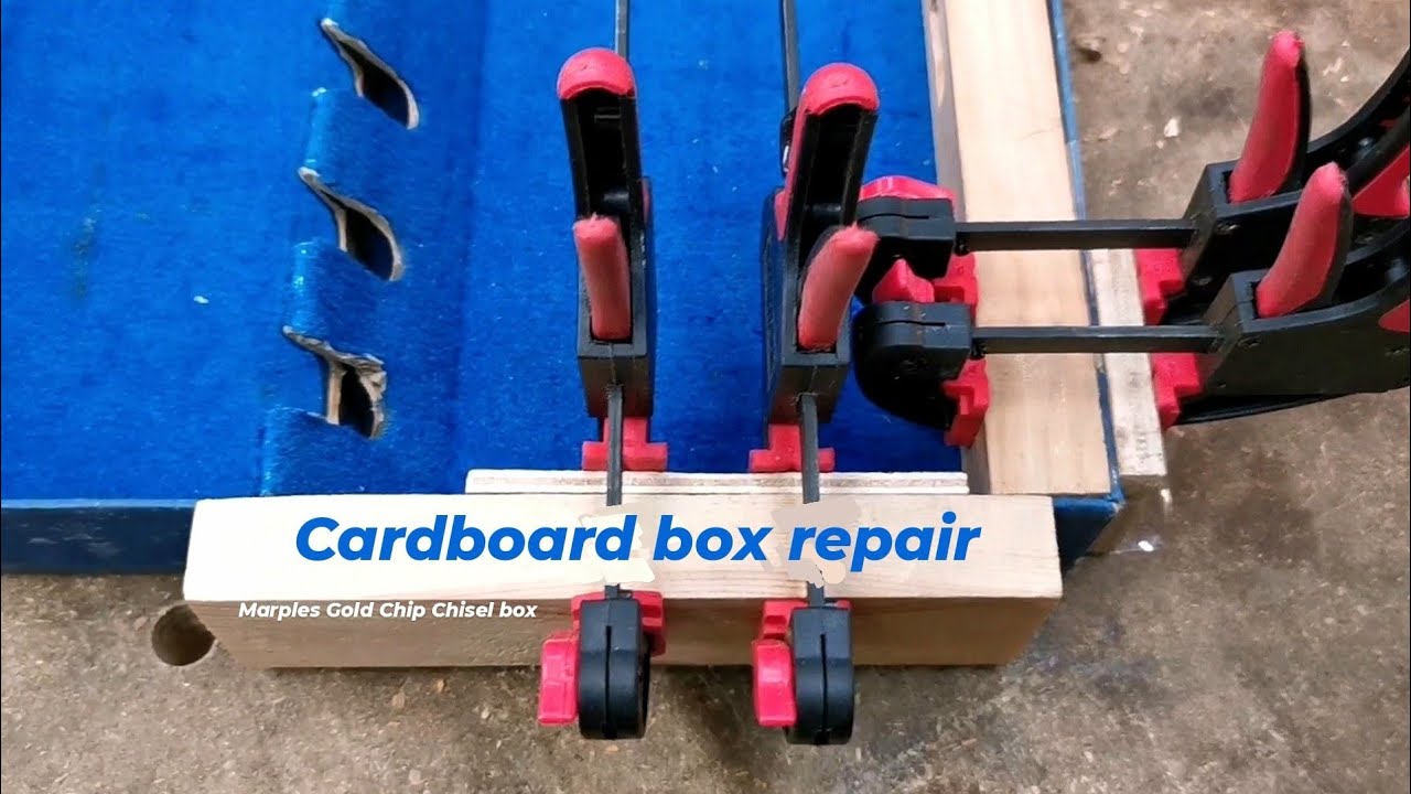 How to repair a cardboard box - My rare 1987 Marples Gold Chip chisel box