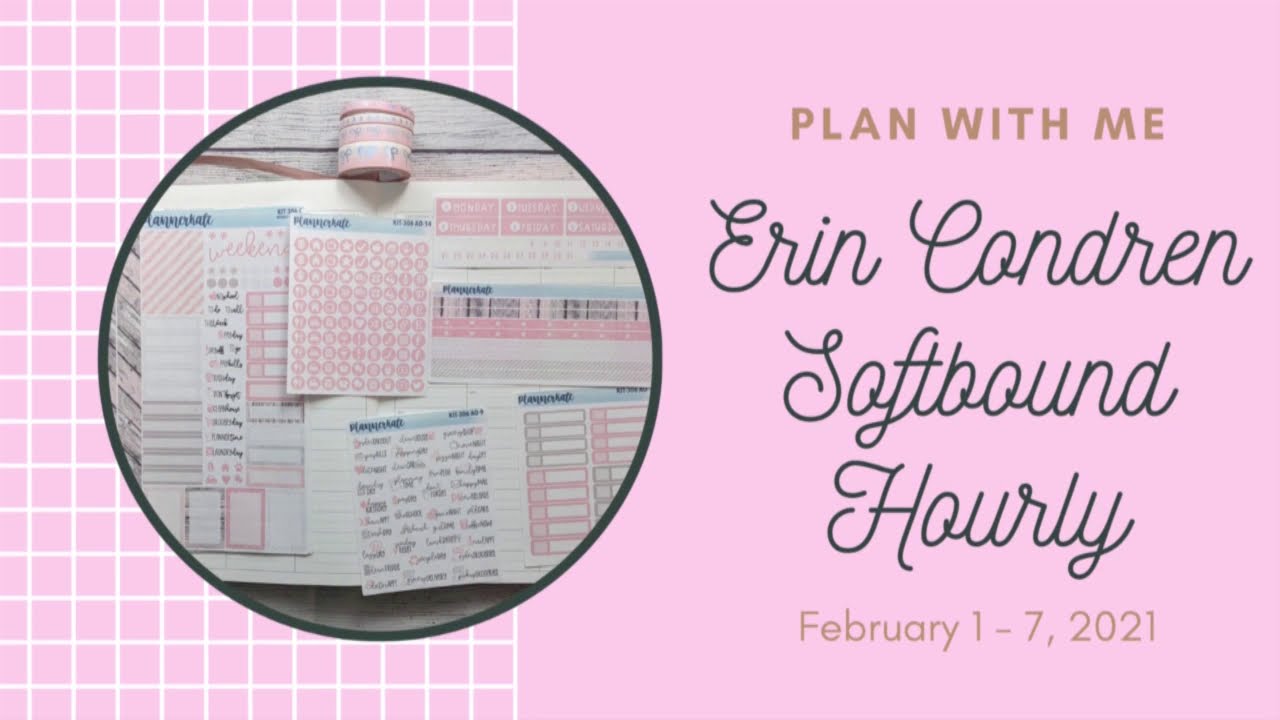 Plan With Me! | Erin Condren Hourly Softbound Lifeplanner | February 1 -7 | PlannerKate Kit-306