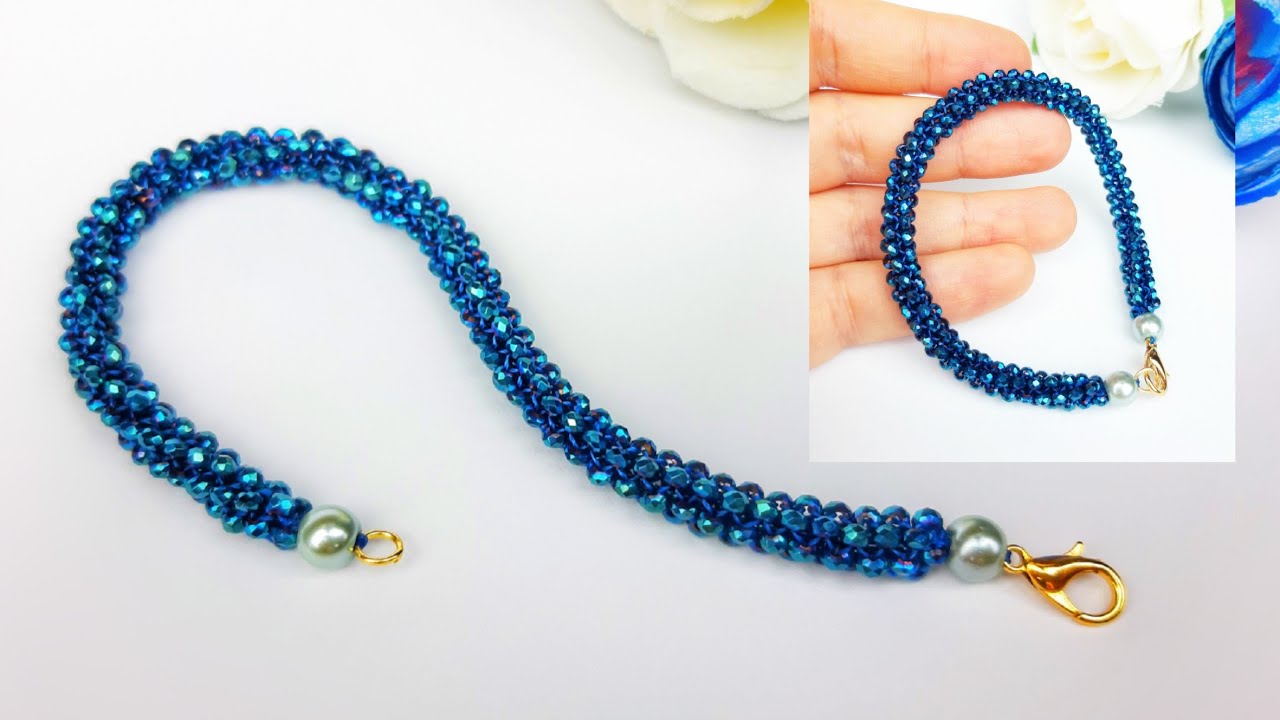Çok Zarif !! İğne ile hapishane işi görünümlü kristal bileklik yapımı. Easy Crystal Bracelet Making.